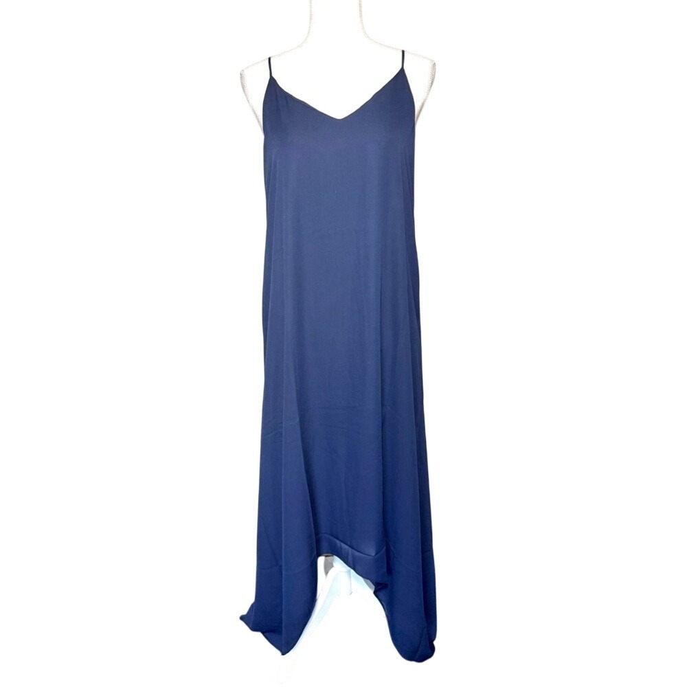 Three Eighty Two Navy Blue Spaghetti Strap Slip Dress Women Small NWT